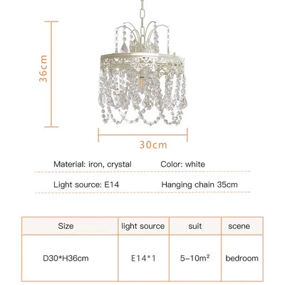 French Country Iron Crystal Pendant Lamp: Charming Lighting for Any Space