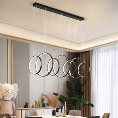 7 Ring Modern Pendant Lamp – LED Geometry Kitchen Island Hanging Ceiling Light Chandelier