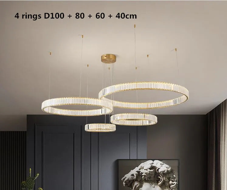 Luxury Crystal Chandelier - Modern Shiny Steel LED Chandelier Lighting for Foyer Pendant Chandelier Lamp Decor LED Pendant Lights