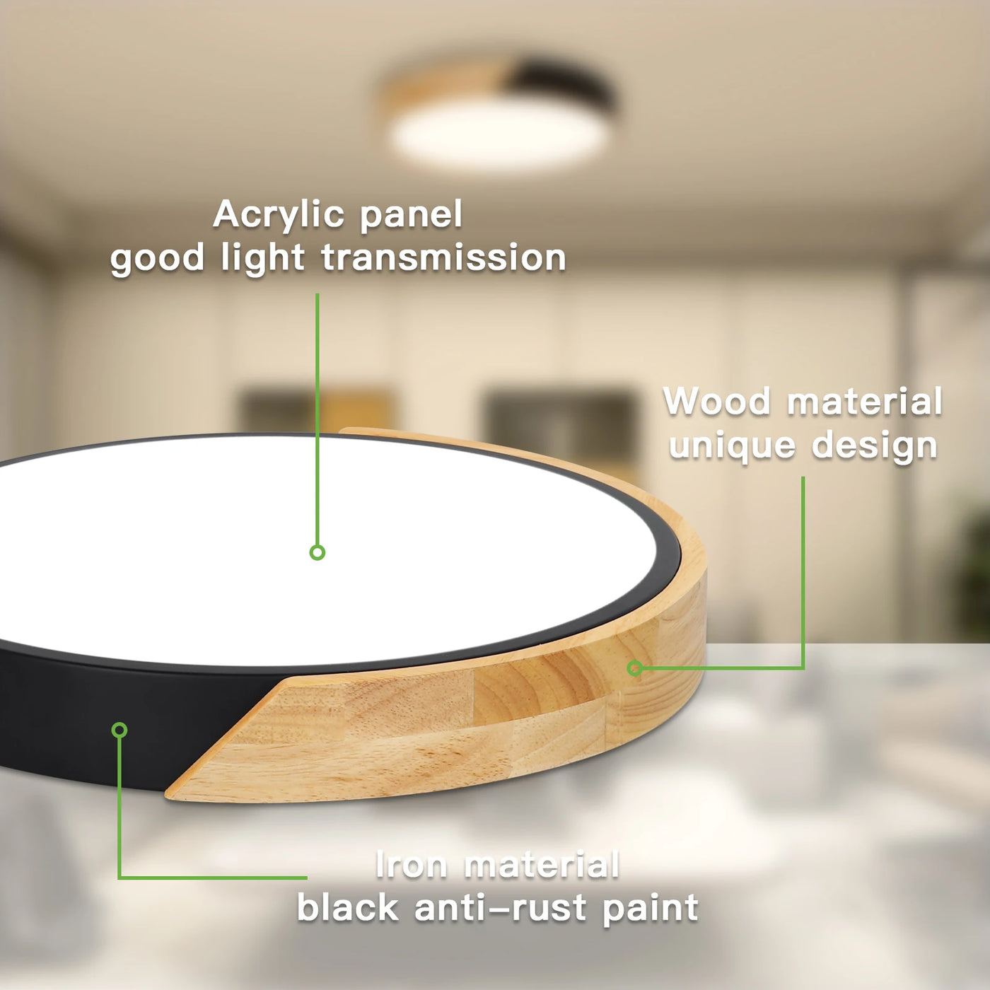 Ceiling Light LED Wood Round 30cm