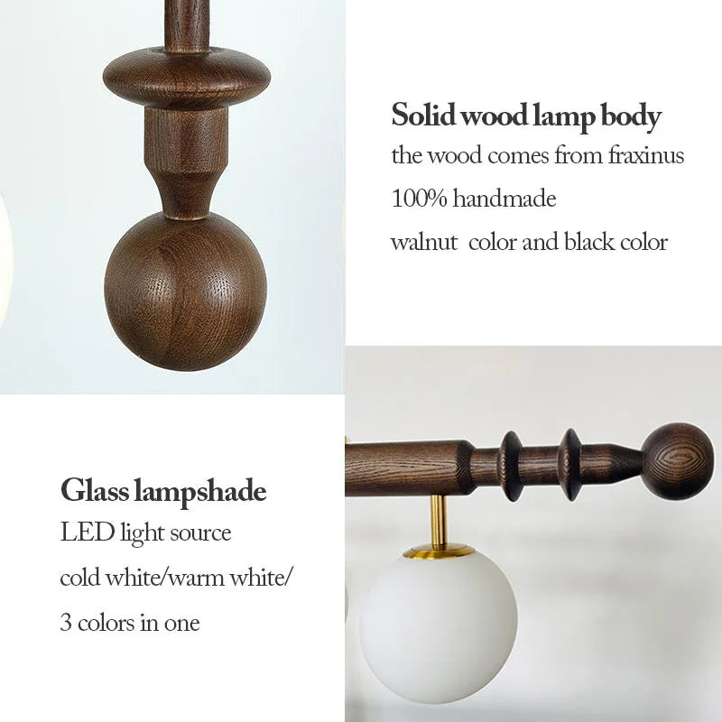 Vintage Solid Wood Pendant Lights - LED Hanging Lamps