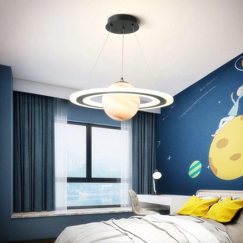 Planet Spaceman Pendant Lights - Whimsical LED Hanging Lamp for Children's Bedroom and Interior Decor