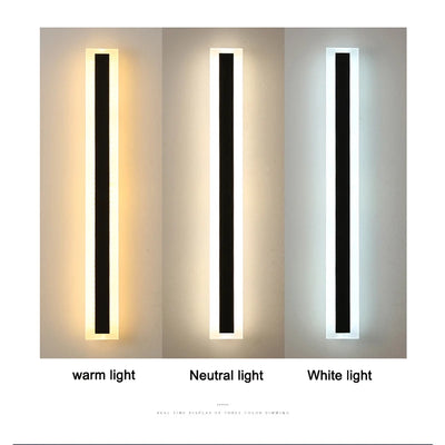 Modern LED Waterproof IP65 Outdoor Long Wall Lamp Villa Wall Light Garden Porch Sconce Light 110V 220V Black Sconce Luminaire