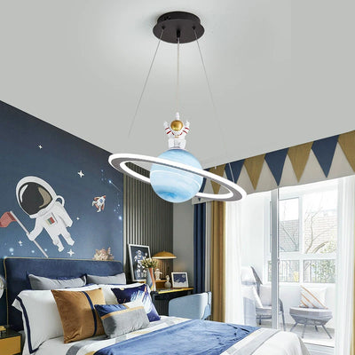 Planet Spaceman Pendant Lights - Whimsical LED Hanging Lamp for Children's Bedroom and Interior Decor