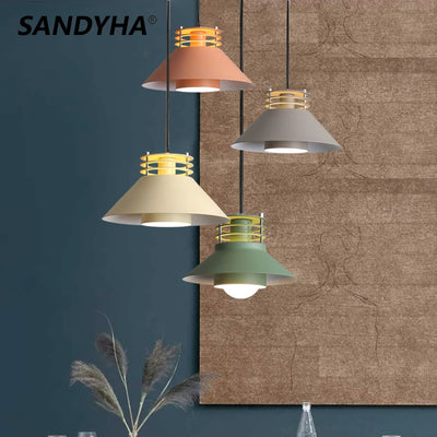 SANDYHA Nordic Macaron Pendant Lights Living Room Hang Lamp Luces Para Habitacion Colgante Techo Coffee Restaurant Light Kitchen