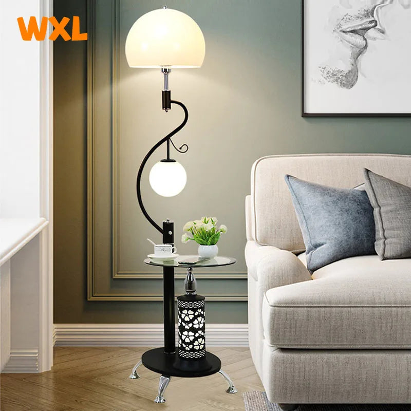 Simple Modern Floor Lamp - Integrated Coffee Table Design for Living Room, Bedroom, and Study