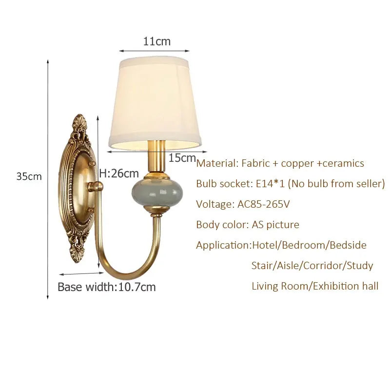 American Fabric Copper Wall Lamp | Modern LED Wall Light