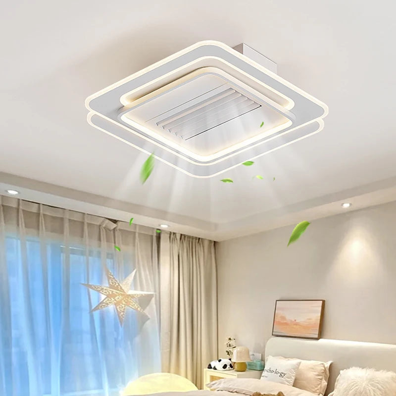 Intelligent Frequency Converter Invisible Bedroom Ceiling Fans Lamp - Full Spectrum Modern Simple Living Room Bladeless Fan Lamp