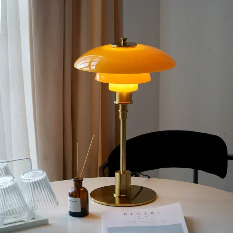 Danish Designer Glass LED Table Lamp – Modern Nordic Bedside & Reading Light