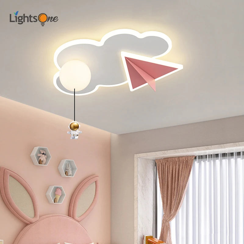 Children's Room Ceiling Lamp - Cartoon Astronaut Aircraft Cloud Light