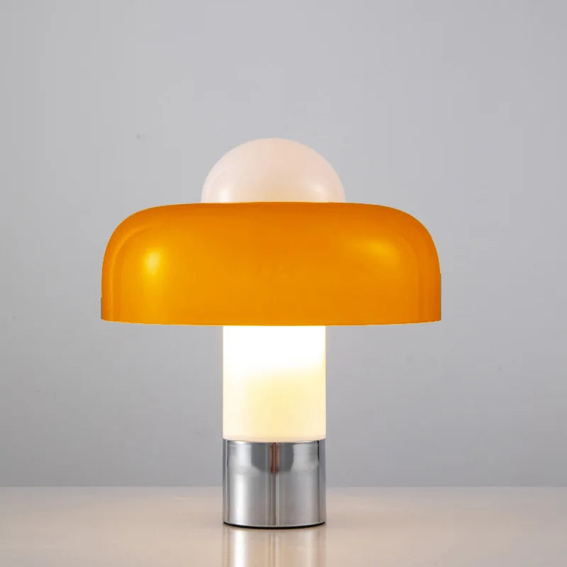 Brumbry Table Lamp - Modern Simple Bedroom Bedside Italian Orange Glass Mushroom Lamp - Decorative Restaurant Sofa Light