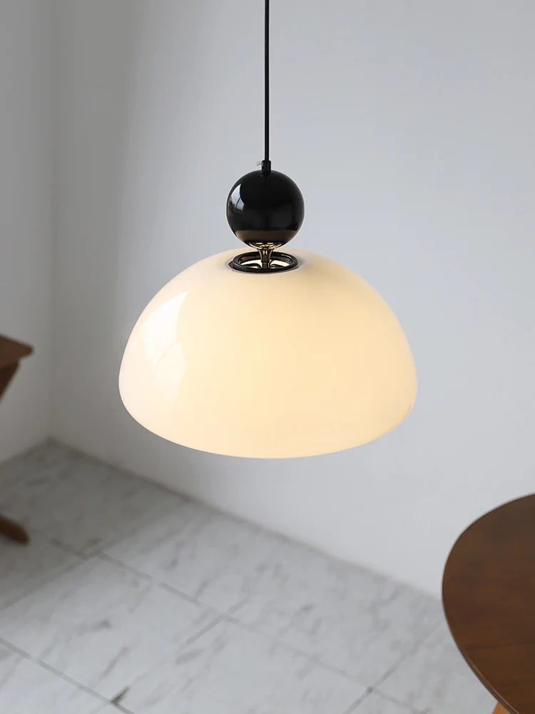 Medieval French Retro Pendant Light: Elegant Cream Glass Design for Modern Spaces