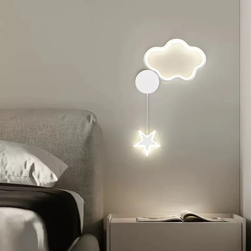 Modern LED Wall Lamp - Cloud, Star, and Moon Sconce for Child's Living Room, Study, Bedroom