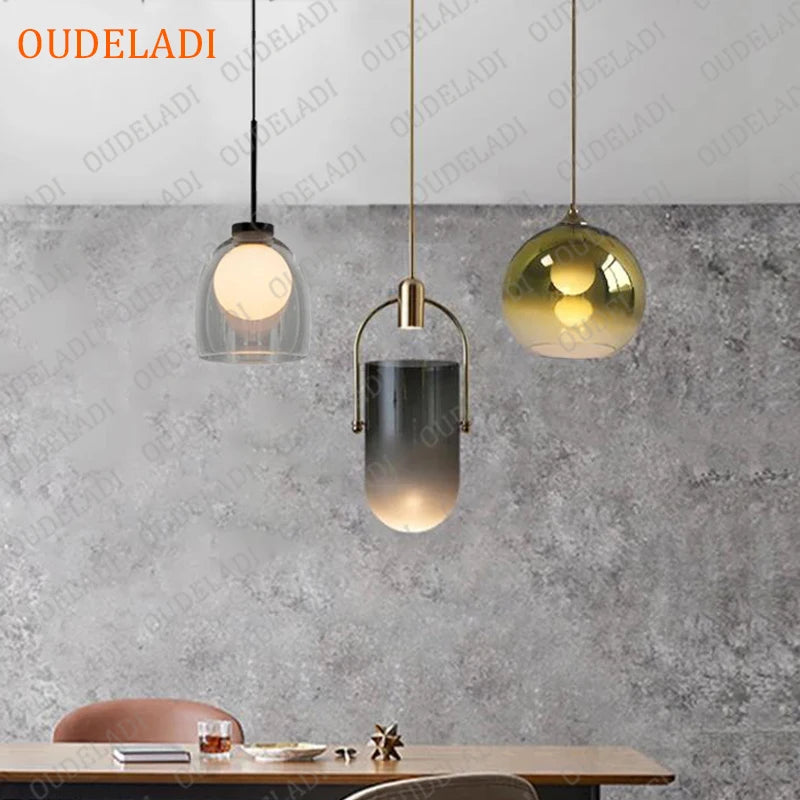 Nordic Glass Pendant Lights - Modern LED Hanging Lamp for Kitchen Island, Dining, Living Room Decoration