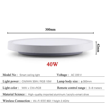 LED Smart Ceiling Light with WiFi and Remote Control | RGB and White Panel Light