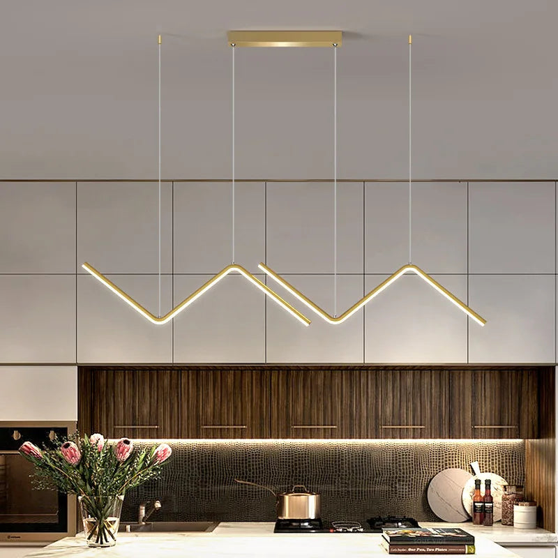 Modern LED Pendant Light – Gold/Black Long Line Pendant for Restaurant, Study, Kitchen, Office, Home Decoration