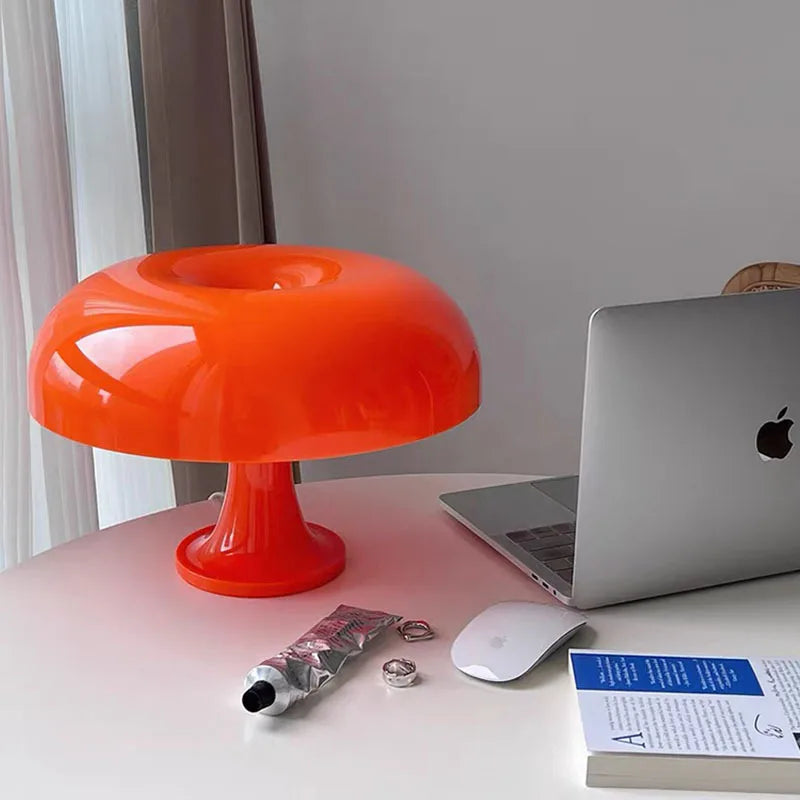 Exquisite Mushroom Table Lamp with 4 LED Bulbs – Modern Orange Design