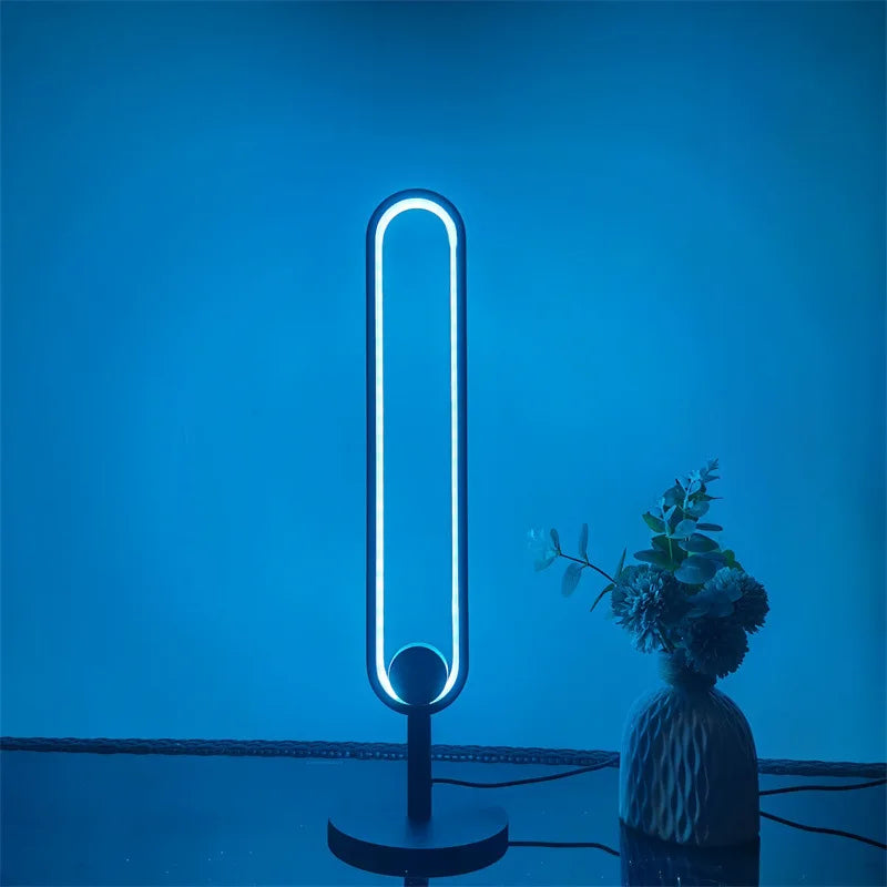 RGB Colorful Ring Table Lamp - Remote Controlled U-shaped Bedside Desk Light for Atmosphere Lighting