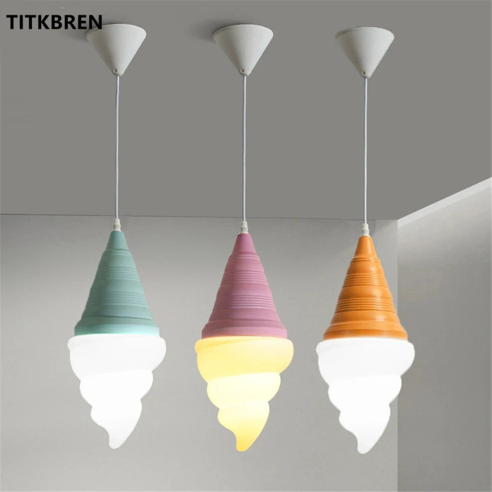 Creative Ice Cream Cone Pendant Lights for Children's Bedroom and Decorative Lighting