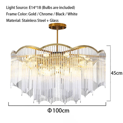 Clear Glass Ceiling Chandelier 2024 New Golden Hanging Lamps for Ceiling Modern LED Light Home Decoration Lustre for Living Room