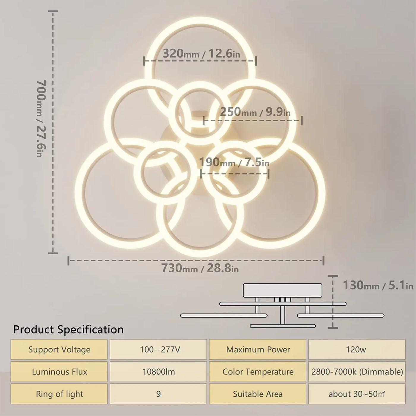 LED Ceiling Lamp Chandelier Ring Lights - Modern Smart Luster