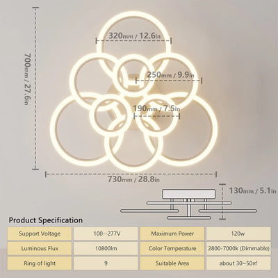 LED Ceiling Lamp Chandelier Ring Lights - Modern Smart Luster