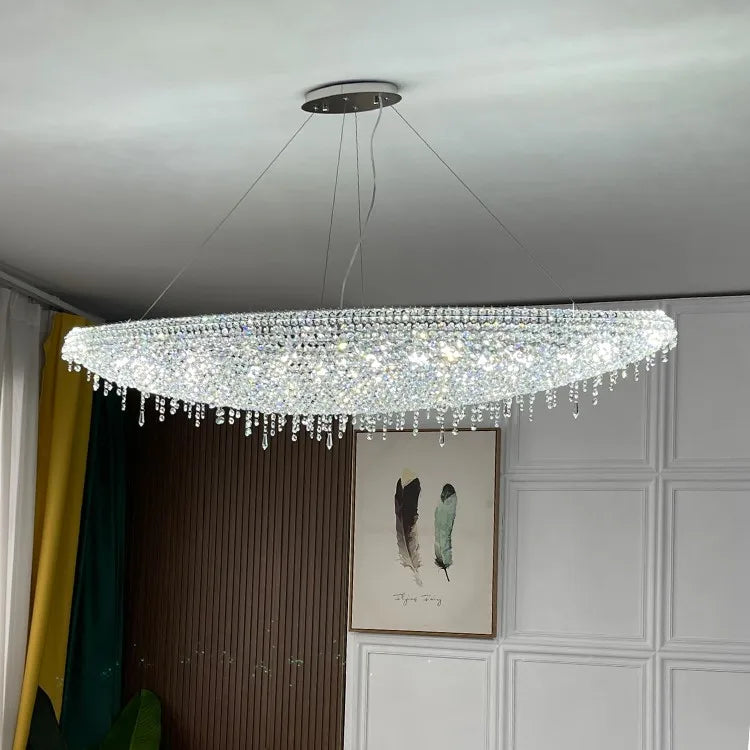 Modern Stainless Steel Chandelier - High-End Crystal Pendant Lamp for Luxury Ambiance