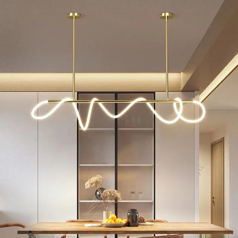 200CM LED Chandelier - Modern Linear Pendant Light for Living Room and Dining Area