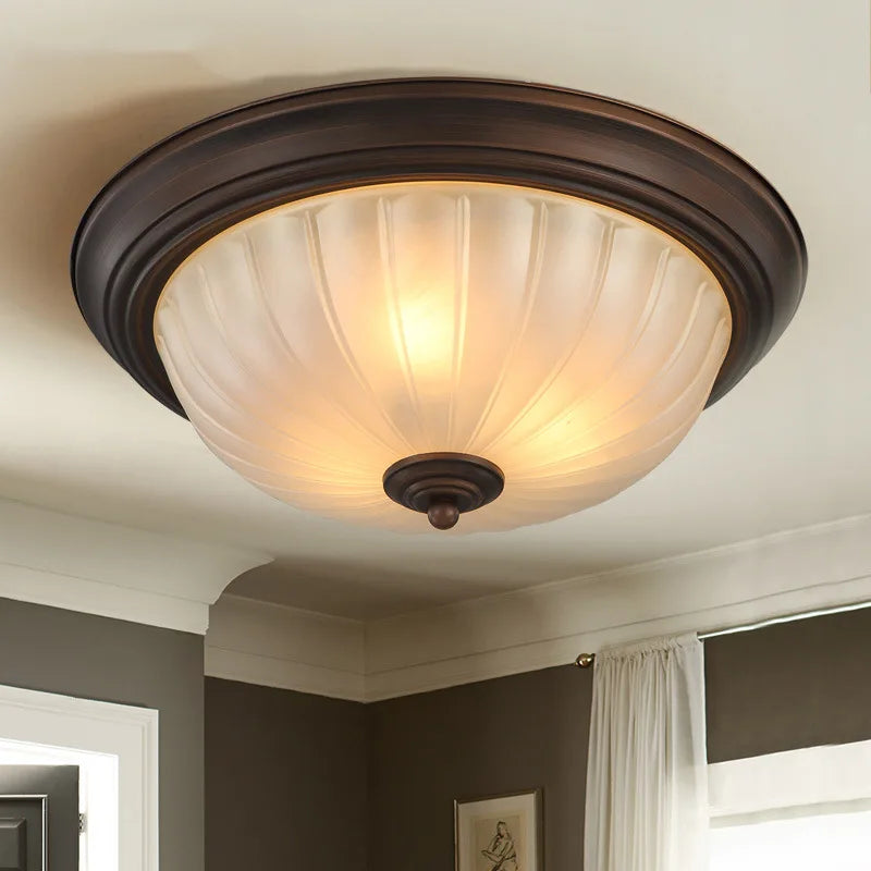 European Retro Round Ceiling Lamp - Wrought Iron Luxury Light Fixture for Elegant Interiors