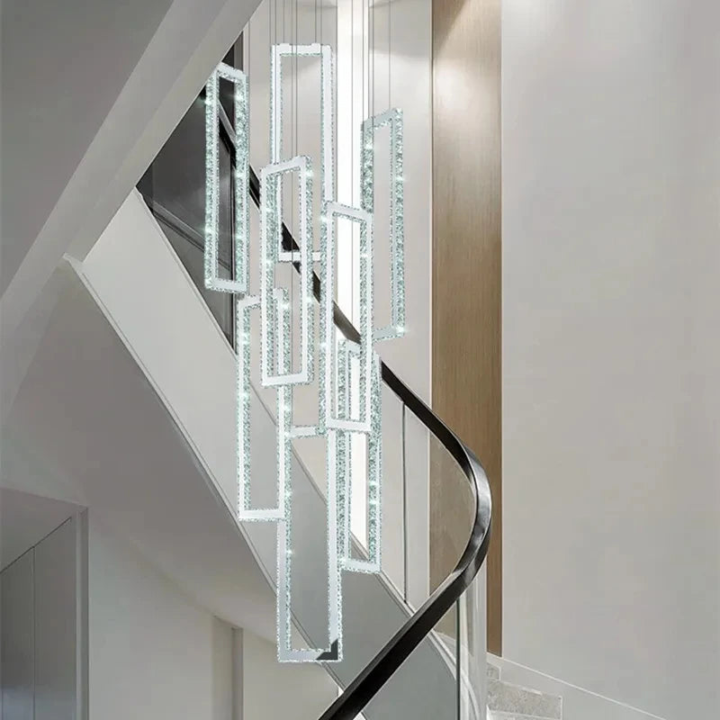 Modern Crystal LED Pendant Lights for Luxury Stairs - Art Deco Indoor Lighting Fixture