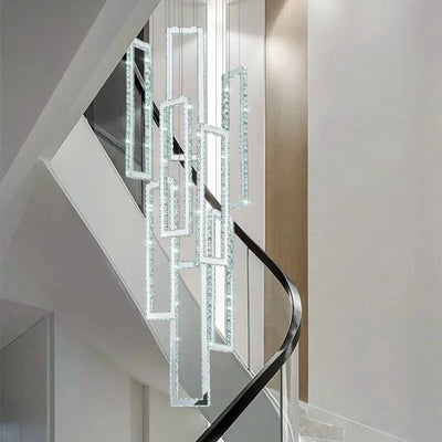 Modern Crystal LED Pendant Lights for Luxury Stairs - Art Deco Indoor Lighting Fixture