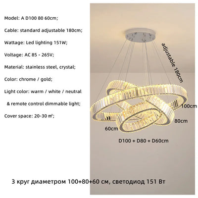 Modern Luxury Led Dimmable Pendant Lights Lustre Living Room Chandelier Lamp Fixtures Foyer Shiny Steel Led Luminarias Light