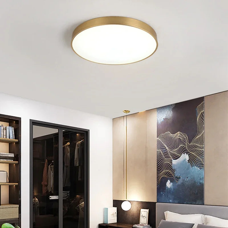 Modern LED Corridor Ceiling Light Lamps - Simple Golden Round