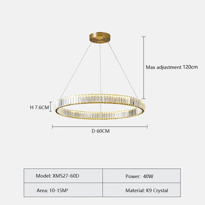 Modern Luxury Crystal LED Chandelier Lighting - Golden Ceiling Lamp Fixture for Dining Room, Living Room, Kitchen, and Bedroom