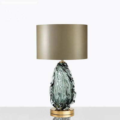 Modern Crystal Table Lamp - Green Glass Stand with Luxurious Appeal