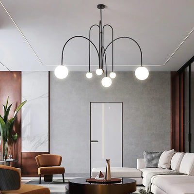 Modern Nordic Glass Ball Chandelier - Elegant Black Design for Versatile Lighting