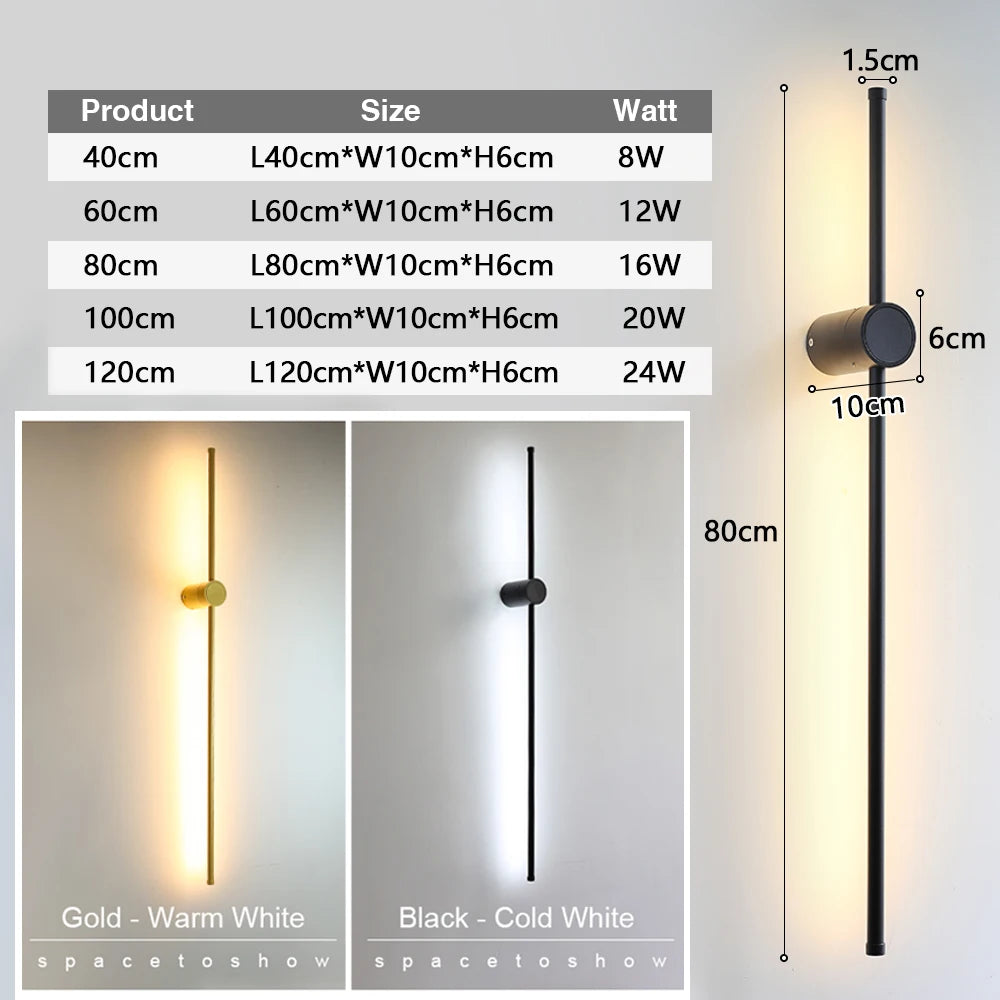 Modern LED Wall Sconce Lamp - Long Light for Living Room Decor, Bedside, Ceiling Indoor Lighting