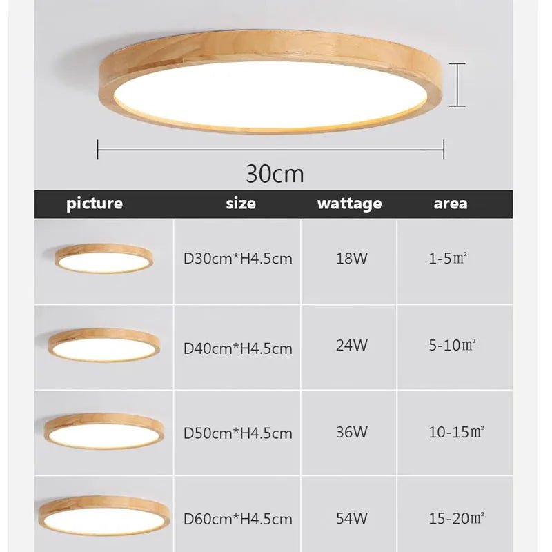 Nordic Ultra-thin LED Wooden Ceiling Lights - Modern Elegance for Every Room