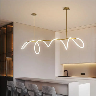 Nordic LED Long Hose Chandelier - Minimalist Pendant Lamp for Dining Room, Kitchen, and Bar