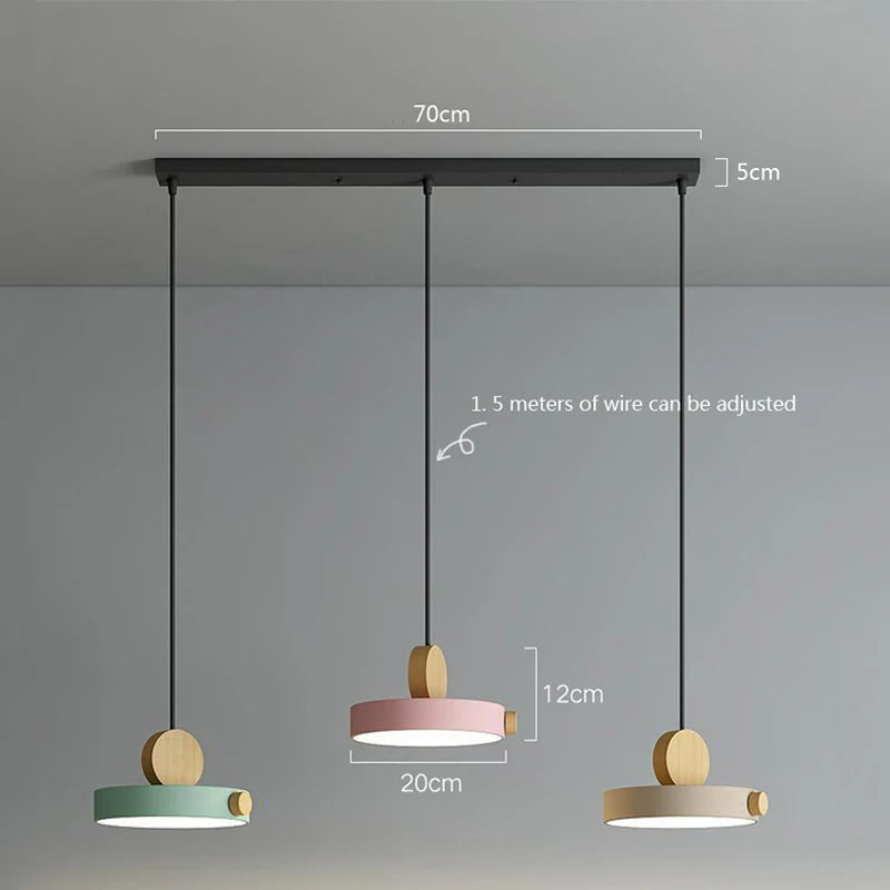 Nordic LED Pendant Light: Minimalist Wooden Macaron Design for Stylish Indoor Spaces