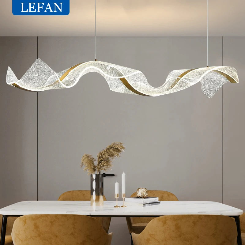 Nordic Creative LED Chandelier: Modern Wave Design for Stylish Illumination