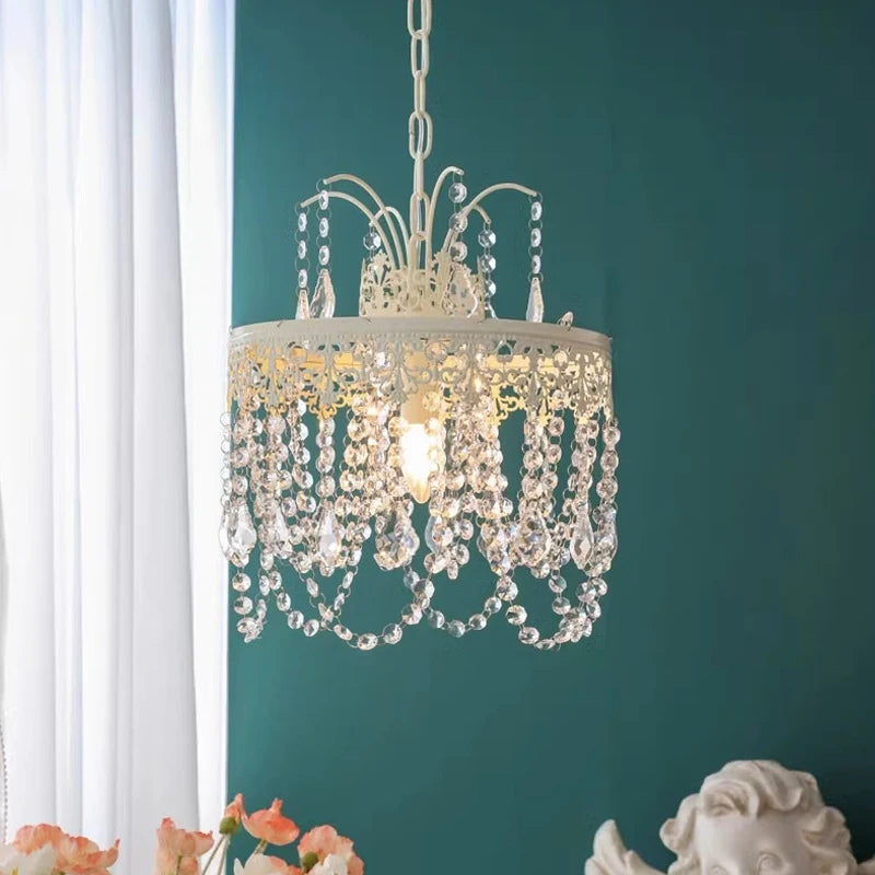 French Country Iron Crystal Pendant Lamp: Charming Lighting for Any Space