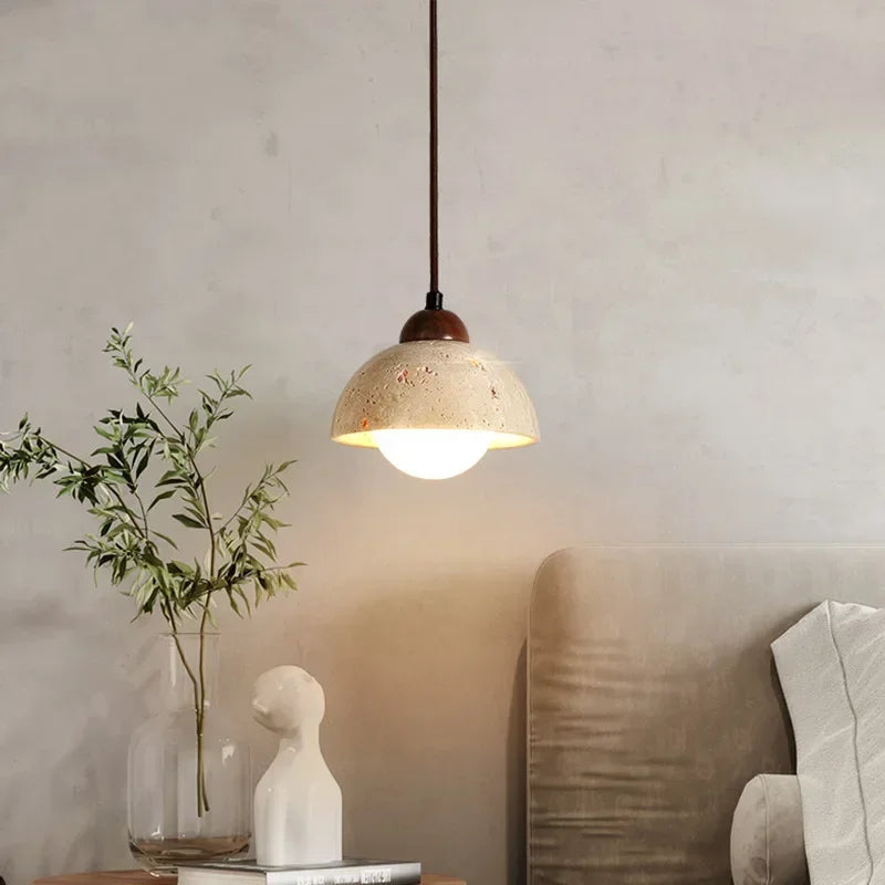 Retro Yellow Hole Stone Bedside Pendant Lamp: A Creative Lighting Statement