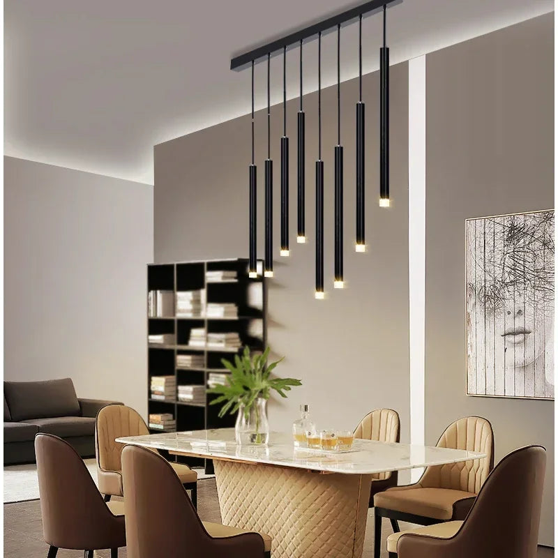 Modern Linear LED Pendant Light - Matte Black Finish