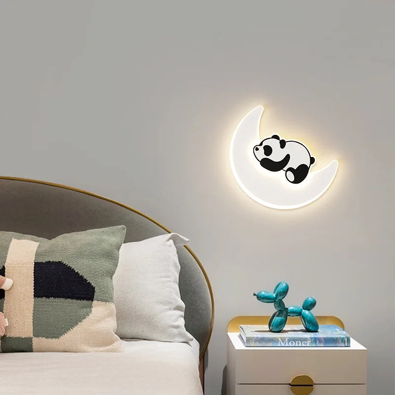 Creative Panda Astronaut Wall Sconce for Kids' Room