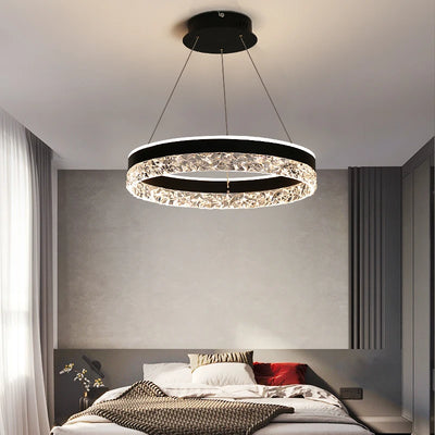 Nordic Creative Modern LED Chandelier - Dimmable Round Ceiling Chandelier for Living Room, Dining Room, and Bedroom