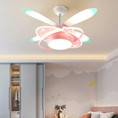 Kid's Bedroom Ceiling Fan Lamp – Cartoon LED Chandelier Light for Girls and Boys