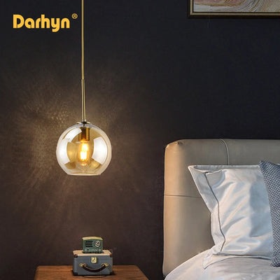 Retro Glass Pendant Light - Modern Hanging Lamp for Home Decor