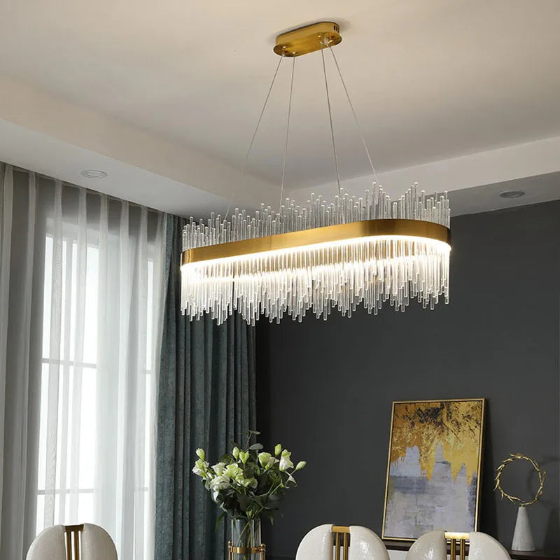 Modern Luxury Glass Rod Chandelier: Illuminate Your Space with Elegance