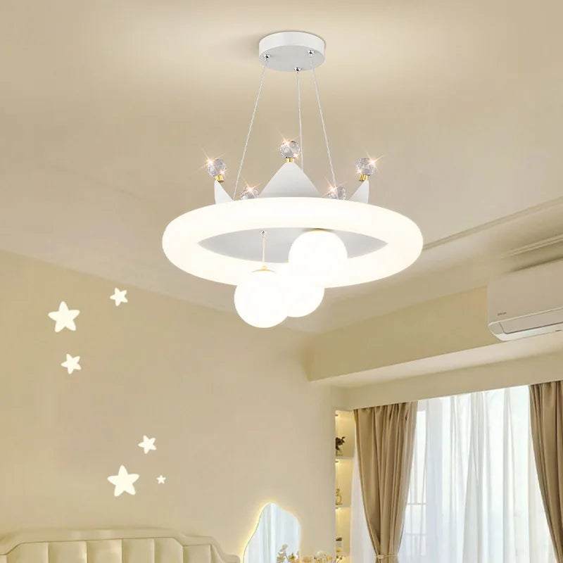 Modern Romantic Princess Room Chandeliers - Crown Lamp for Nordic Children's Bedroom